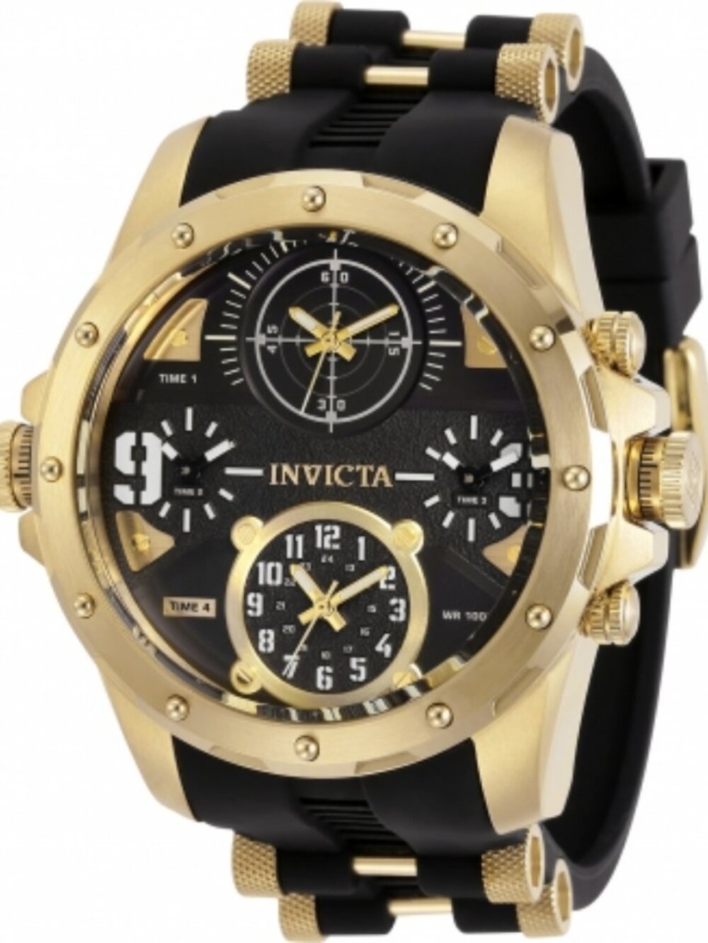 $349 Invicta Coalition Force Sniper Men 50mm 4Time Zones Gold Military Watch NWT